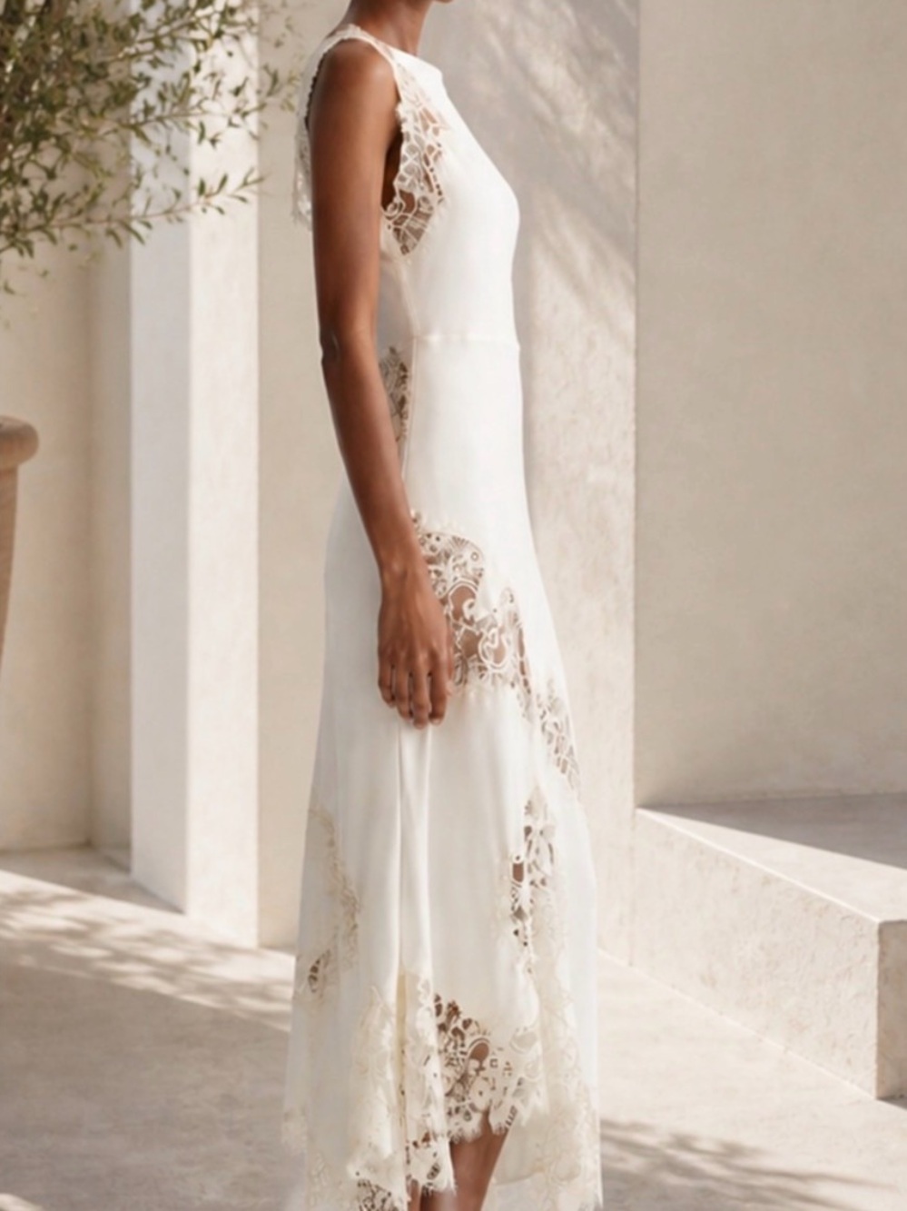 Last chance A.L.C. Alessia Textured Satin And Lace Maxi Dress - Picture 9 of 15